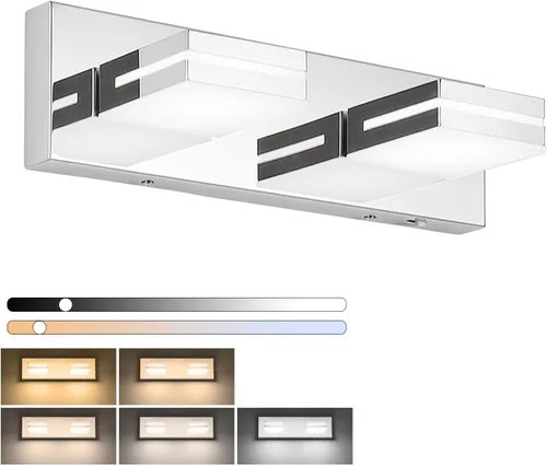 Vista 8 de SineRise - Lámparas LED modernas para tocador de baño (4 luces, 30 pulgadas) (5CCT, regulables), lámparas modernas de pared para baño de acrílico