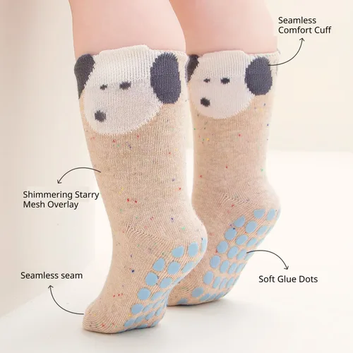 Vista 2 de Toddler Non-Skid Crew Socks, Baby Non-Slip Socks for Girls & Boys, Newborn & Infant First Walking Floor Socks, 5 Pairs