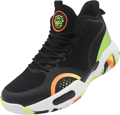 Vista 14 de Beita - Tenis de baloncesto para hombre, con parte superior alta, transpirables, antideslizantes Negro/Verde
