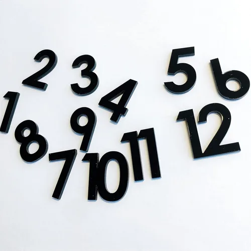 Vista 4 de Phocaea Juego de 12 piezas mini árabe espejo acrílico números para bricolaje un reloj de pared (negro)