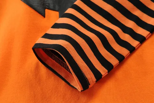 Vista 3 de Camiseta de Halloween para niño pequeño camiseta de calabaza que brilla en la oscuridad camiseta de esqueleto de manga larga a rayas retazos