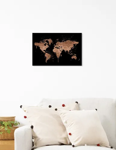 Vista 3 de The Oliver Gal Artist Co. Maps - Lienzo decorativo para pared, diseño de cobre, decoración del hogar, 15 x 10 pulgadas, bronce, negro