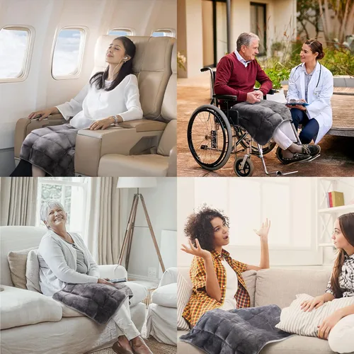 Vista 6 de MAXTID Manta de regazo con peso para adultos, 8 libras, manta pequeña con peso de viaje, almohadilla pesada para regazo, manta de terciopelo suave