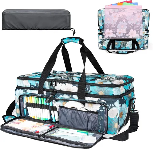 Vista 8 de Estuche de transporte de doble capa para Cricut Maker 4/3, Explore Air 2/3 Gris