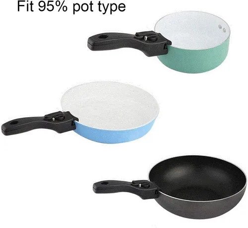 Vista 4 de Mango universal para olla, mango extraíble, antiquemaduras, adecuado para diferentes estufas, fácil de instalar y quitar (negro)