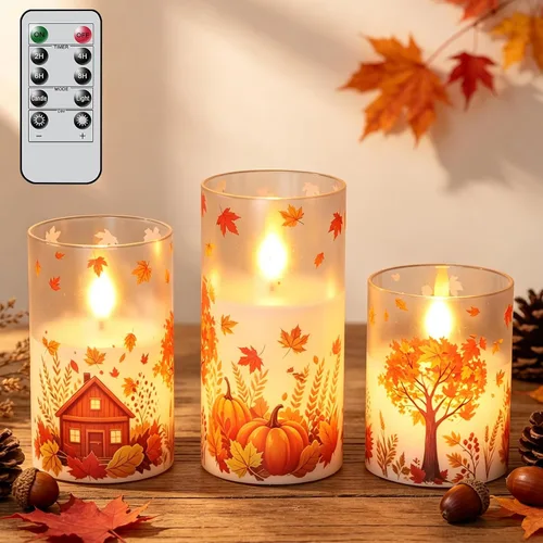 Vista 11 de Hydrangea Glass Flameless Candles Batttery Operated Remote Timer 1-Hydrangea Blue