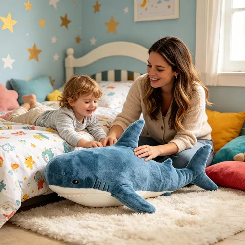 Vista 4 de Djungelskog Peluche de Tiburón de 100cm/39 pulgadas, Animal de Peluche Tiburón Gigante - Regalo Ideal para Niños, Niñas y Novias - ¡Súper Suave
