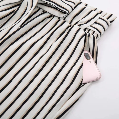 Vista 5 de GRACE KARIN Pantalones casuales de cintura alta con volantes para mujer