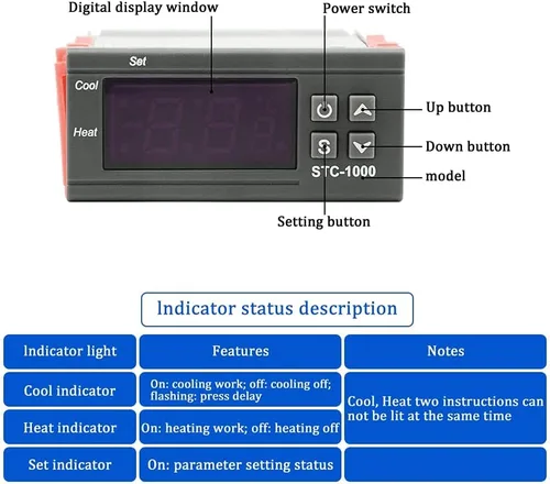 Vista 3 de STC-1000 DC 110V-220V 10A Microcomputadora Pantalla digital Controlador de temperatura Interruptor de control de termostato 2 Salida de relé