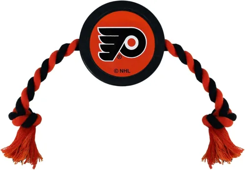 Vista 18 de Juguete de goma First Dog Puck – Cuerda de tiro resistente para perros y gatos – Juega hockey con tu mascota – Juguete con licencia de los Anaheim