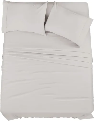 Vista 13 de Juego de cama de 5 piezas, 100% algodón egipcio de 600 hilos, fundas de almohada y sábana bajera con bolsillo extra profundo, ropa de cama suave