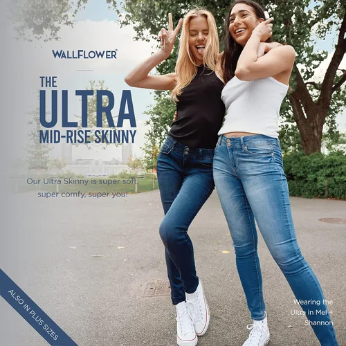 Vista 9 de WallFlower Jeans ultra ajustados Insta Soft Juniors de tiro medio para mujer (estándar y extragrande)