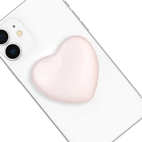 Vista 9 de Accesorio transparente para teléfono móvil en forma de corazón, soporte plegable de resina negra, base elástica transparente, adecuado