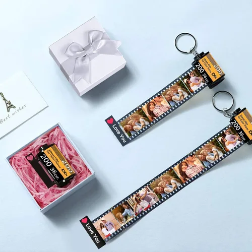 Vista 6 de Llavero personalizado con rollo de película de cámara con colorido álbum de carrete de fotos, regalos personalizados para fotos
