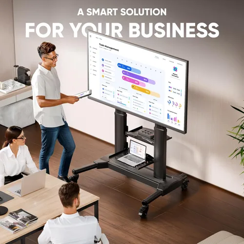 Vista 4 de ONKRON Soporte de TV móvil con ruedas para televisores de 40 a 80 pulgadas de hasta 122 libras, carrito de TV rodante, soporte de TV portátil