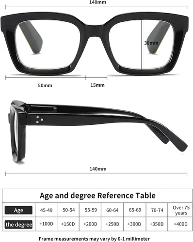 Vista 5 de 3 Pack Oversize Square Design Reading Glasses for Women, Blue Light Blocking Computer Reader