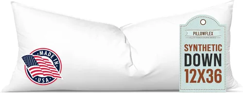 Vista 45 de Pillowflex Juego de 2 rellenos de almohada sintéticos de plumón alternativo para fundas (12 x 24 pulgadas)
