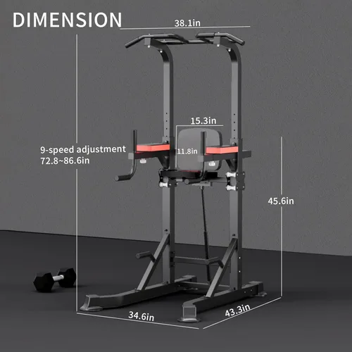 Vista 10 de KINGKANG Assistive Power Tower,Dip Station & Pull Up Bar for Home Gym Negro Gris