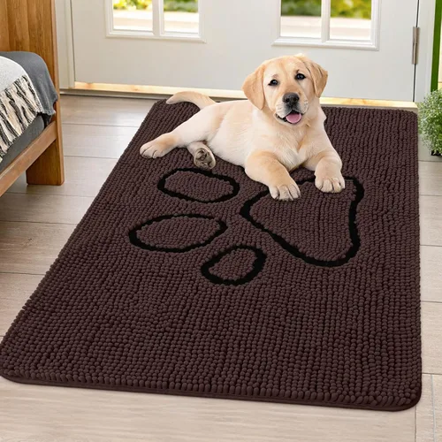 Vista 89 de Smiry Tapete para puerta de perro para patas fangosas, absorbente y Gris y negro