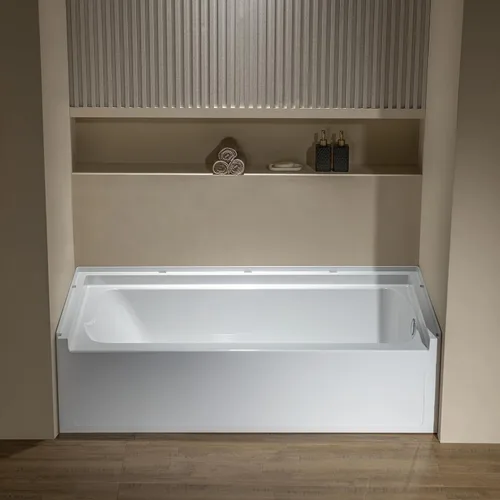 Vista 17 de WOODBRIDGE Bañera rectangular de acrílico de 60 pulgadas en blanco con drenaje derecho, drenaje desplegable de níquel cepillado incluido BA6030R