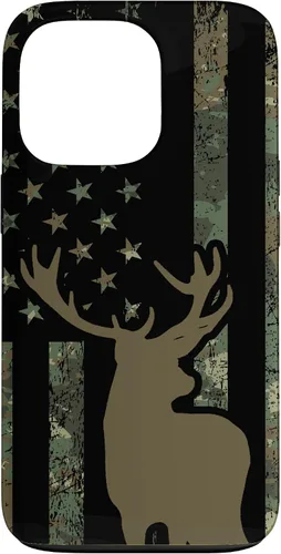 Vista 9 de Funda de camuflaje para iPhone 13 con diseño de alce y caza de bandera americana