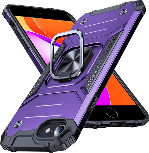 Vista 24 de Anqrp Funda resistente para iPhone 6/7/8/SE/SE2 con soporte de anillo mejorado y agarre, grado militar, a prueba de golpes, resistente y robusta