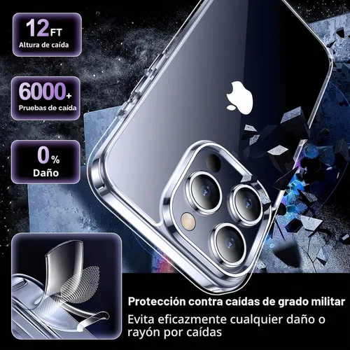 Vista 3 de Funda transparente diseñada para iPhone 15 Pro Max, transparente, antiamarilleo, protección contra caídas de grado militar, funda protectora delgada