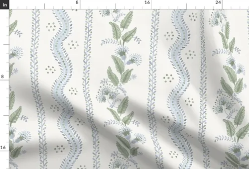 Vista 3 de Spoonflower Tela - Pastel Preppy Azul Claro Verde Grandmillennial Botánico Floral Primavera Impreso en Tela de Gasa Fat Quarter - Costura Ropa