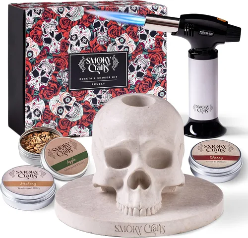 Vista 10 de Kit Ahumador de Cócteles a la Antigua de Smoky Crafts - Kit Ahumador de Whisky con Pistola para Ahumar, Caja de Ahumado para Cócteles, Bandeja