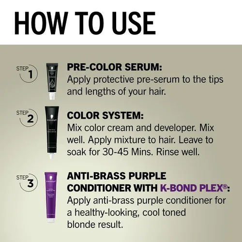 Vista 5 de Schwarzkopf Keratin - Tinte para el cabello rubio, 7.0 rubio ceniza oscuro, coloración permanente de calidad profesional, sistema de refuerzo