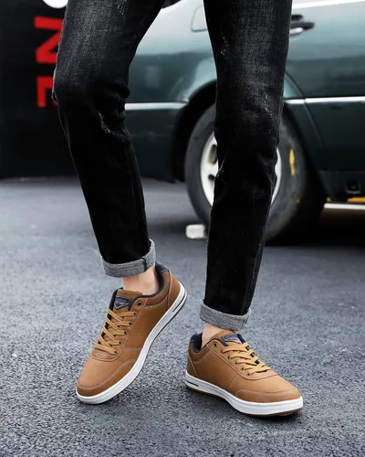 Vista 6 de ASTERO - Zapatos casuales para hombre vestido de moda antideslizante y bajo de piel sintética zapatos para caminar M