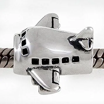 Vista 2 de Abalorio de avión de plata de ley 925 con diseño de avión para pulsera Pandora (avión)