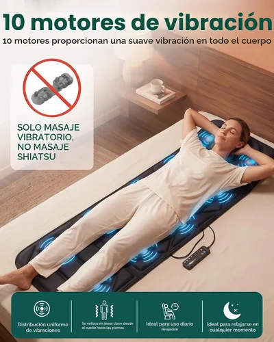 Vista 3 de Snailax Alfombrilla de masaje de cuerpo completo con calor, almohadilla de a. Negro