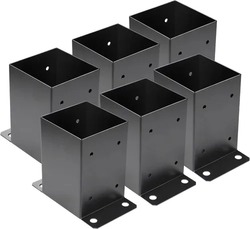 Vista 11 de Base de poste de 4 x 4, 2 piezas, tamaño interior de 3.6 x 3.6 pulgadas, soportes de poste de metal resistente con recubrimiento en polvo negro
