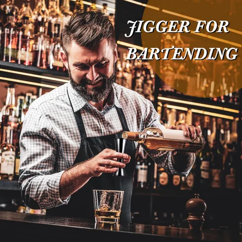 Vista 6 de Jigger de 9 piezas para cóctel de bartending de 2 onzas, 1 oz, taza medidora de vidrio de acero inoxidable 304, vaso de medición de tiro doble Negro