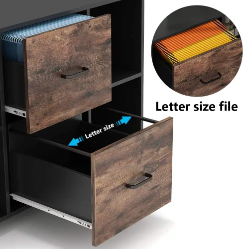 Vista 6 de Tribesigns Archivador de 2 cajones, archivador lateral móvil grande para tamaño carta, soporte de impresora con estantes de almacenamiento y ruedas