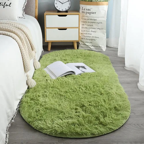 Vista 19 de ZZenSmot Alfombra ovalada y esponjosa, alfombra de noche de felpa suave, color liso, para dormitorio, sala de estar, color rosa, 63 x 24 pulgadas