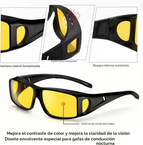 Vista 3 de Gafas de conducción de visión nocturna para hombres y mujeres, ajuste A01 Negro Claro