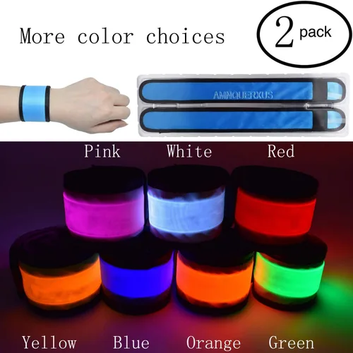 Vista 2 de Pulseras LED que brillan con luz para el brazo, bandas de muñeca intermitentes de alta visibilidad, luces de equipo de seguridad para ciclismo