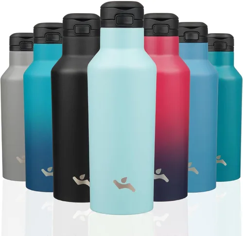 Vista 8 de Konokyo - Botella de agua aislada con popote, 25 onzas, doble pared de acero inoxidable al vacío con 2 tapas, cielo