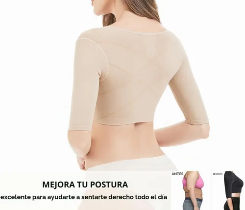 Vista 5 de KSKshape Faja moldeadora de brazos para mujer, mangas de compresión posquirúrgicas, adelgazantes, corrector de postura, fajas moldeadoras beige
