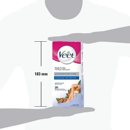 Vista 6 de Veet Kit de depilación de cuerpo completo, piel sensible (paquete de 20 tiras de cera)