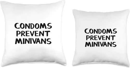 Vista 3 de Condoms Prevent Minivans Throw Pillow, 16x16, Multicolor