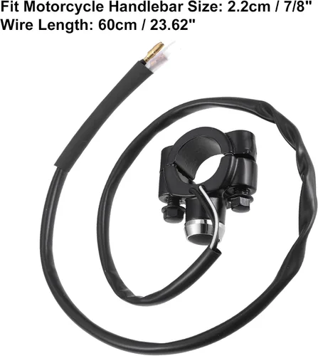 Vista 3 de X AUTOHAUX Botón de interruptor de arranque de bocina de control de manillar de motocicleta de 7/8 "con conectores aleación de aluminio negro