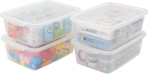 Vista 6 de Pekky Contenedor de almacenamiento transparente de 6.5 cuartos de galón, caja de plástico con tapa, 4 paquetes