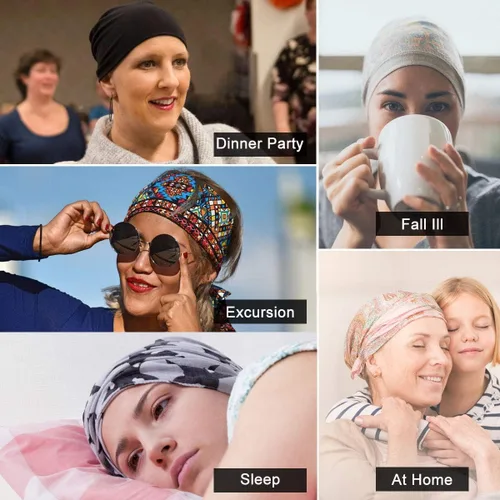 Vista 5 de JarseHera Gorros de algodón para quimioterapia para mujer, gorro para el cáncer, turbante