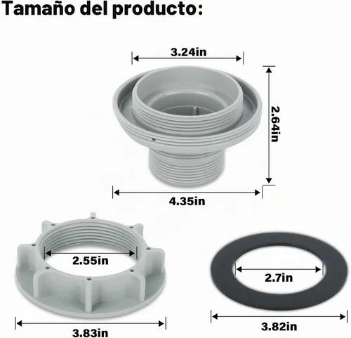 Vista 2 de Kit de arandela de tuerca de conector de filtro roscado de piscina 10744 10256 10255 para Intex