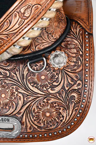 Vista 15 de HILASON Western Horse Treeless Trail Barrel Saddle American Leather Tan Horse Saddle Western Saddle Treeless Saddle Saddle for Horses