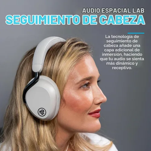 Vista 5 de JLab Epic Lux Lab Edition Auriculares inalámbricos con cancelación de ruido, color blanco Blanco nube