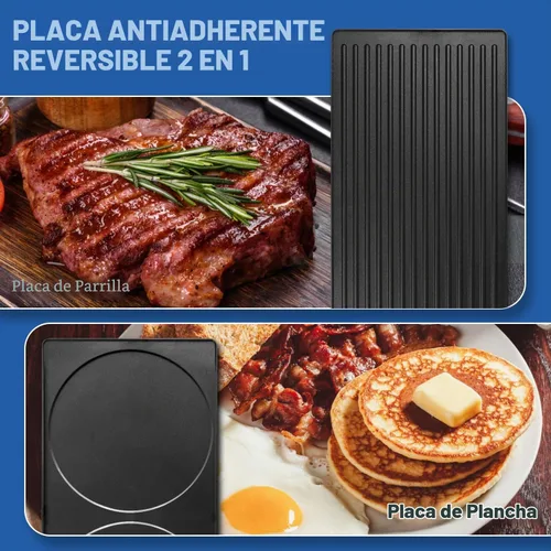 Vista 2 de CUSIMAX Raclette - Parrilla de mesa para interiores, parrilla eléctrica de 1500 W, barbacoa coreana 2in1 Reversible Non-stick Plate/Temperature